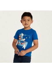 Hasbro Sonic the Hedgehog Print T-shirt with Crew Neck and Short Sleeves