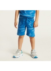 Juniors All-Over Printed Shorts with Pockets and Drawstring Closure