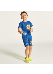 Disney Mickey and Friends Print Crew Neck T-shirt and Shorts Set