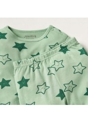 Juniors Star Print Long Sleeve T-shirt and Pyjama Set