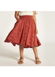 Printed Skirt with Elasticised Waistband and Pockets