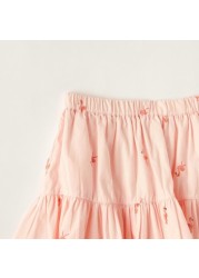 Juniors All-Over Flamingo Print Skirt with Elasticated Waistband