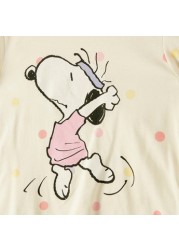 Snoopy Dog Print Round Neck T-shirt with Short Sleeves