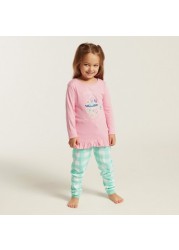 Juniors Graphic Print T-shirt and All-Over Printed Pyjamas Set