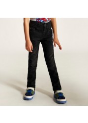 Juniors Solid Jeans with Button Closure and Pockets