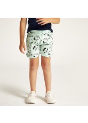 Snoopy Print Shorts with Drawstring Closure