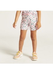 Juniors Printed Shorts with Drawstring Closure