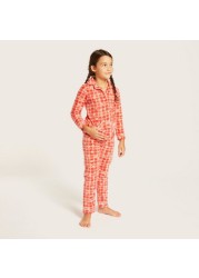 Juniors All-Over Print Shirt and Full Length Pyjama Set