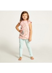 Disney Belle Print Short Sleeves T-shirt and Elasticated Pyjamas Set