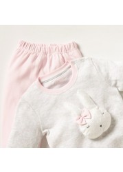 Juniors Bunny Applique Long Sleeve T-shirt and Pyjama Set