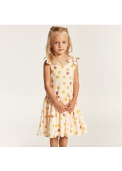 Juniors Tiger Print Sleeveless Dress with V-neck and Tie-Up Detail