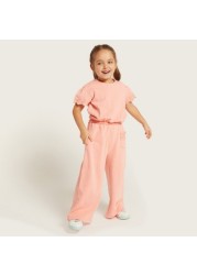 Juniors Solid Top and Full-Length Pants Set