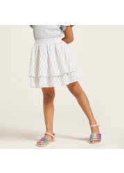 Love Earth Organic Ruffle Detail T-shirt and Striped Skirt Set