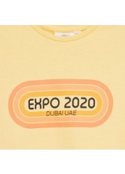 Expo 2020 Graphic Print T-shirt with Round Neck and Short Sleeves