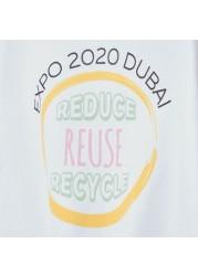 Expo 2020 Print T-shirt with Round Neck and Short Sleeves