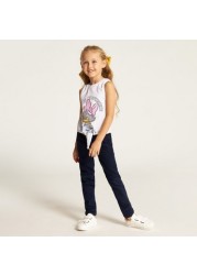 Disney Daisy Duck Print Sleeveless T-shirt with Knot Detail