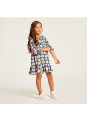 Juniors Printed Knit Dress with Long Sleeves - Set of 3