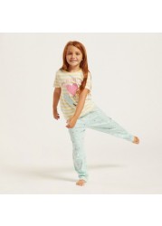 Juniors Printed Round Neck T-shirt and Pyjamas - Set of 4