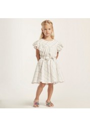 Checked Ruffled Sleeves Top and Skirt Set