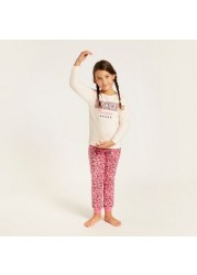 Juniors Printed Round Neck T-shirt and Joggers Set