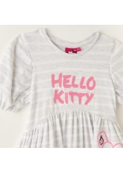 Sanrio Hello Kitty Print Tiered Dress with Short Sleeves