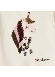 Juniors Unicorn Embellished T-shirt with Crew Neck