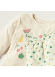 Juniors Printed Long Sleeve T-shirt and Pyjama Set