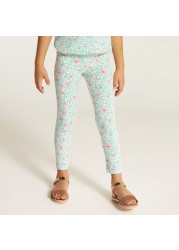 Juniors Floral Print Leggings with Elasticised Waistband