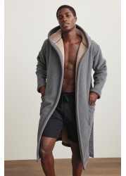 Borg Lined Hooded Dressing Gown