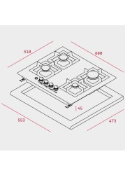 موقد غاز مدمج 4 شعلات تكا، EFX 60.1 4G AI AL DR (4.5 × 60 × 51 سم)