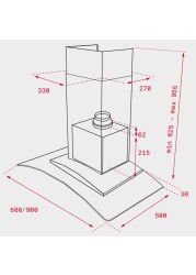 Teka Wall Mounted Chimney Hood, NC 980 (62.5-95.5 x 90 x 50 cm)