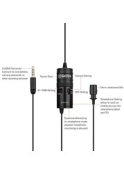 Boya High Quality By-M1 Pro Omni-Directional Lavalier Microphone Single Head Clip-On Condenser Mic For Smartphone DSLR Camcorder Audio Recorder