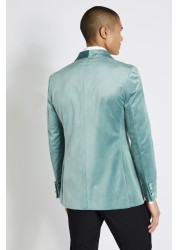 Moss Jade Green Velvet Slim Fit Jacket