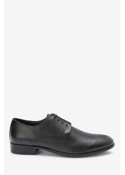 Round Toe Leather Derby Shoes