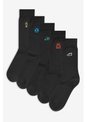 Embroidered Socks 5 Pack