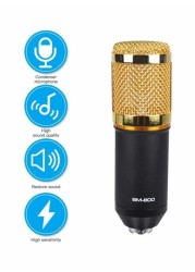 Generic Condenser Microphone With Accessories Set Bm-800 Black/Gold