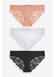 No VPL Lace Back Briefs 3 Pack برازيلي