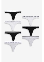 Cotton Rich Logo Knickers 7 Pack Thong