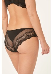 Microfibre And Lace Knickers Brazilian