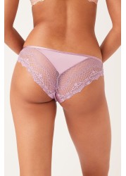 Microfibre And Lace Knickers Brazilian