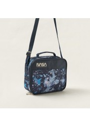 NASA Galaxy Print Lunch Bag with Adjustable Strap and Zip Closure