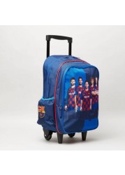 Barcelona Printed Trolley Backpack with Retractable Handle - 16 inches