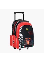 Ferrari Print Trolley Backpack with Zip Closure- 18 inches