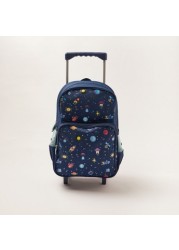 Maricart Space Print Trolley Backpack with Lunch Bag and Pencil Pouch