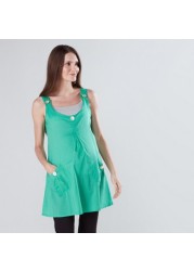 House of Napius Maternity Printed Sleeveless Tunic with Button Detail