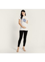 Love Mum Graphic Print Maternity T-shirt with Short Sleeves