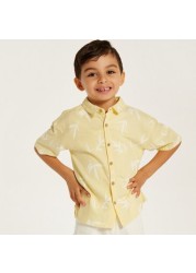 Printed Shirt with Button Closure and Short Sleeves