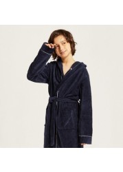 Juniors Textured Bathrobe with Hood and Tie-Ups