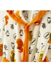 Juniors Printed Bathrobe with Tie-Up and Hood