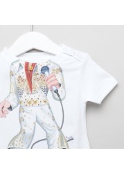 Just Add A Kids The King Print Bodysuit with Round Neck